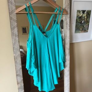 Free People Handkerchief Hem Tank in Teal